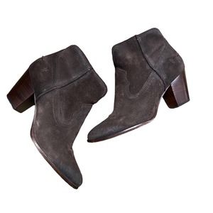 FRYE Brown Suede Leather Ankle Boots Booties Womens Size 9 Pointed Toe Renee